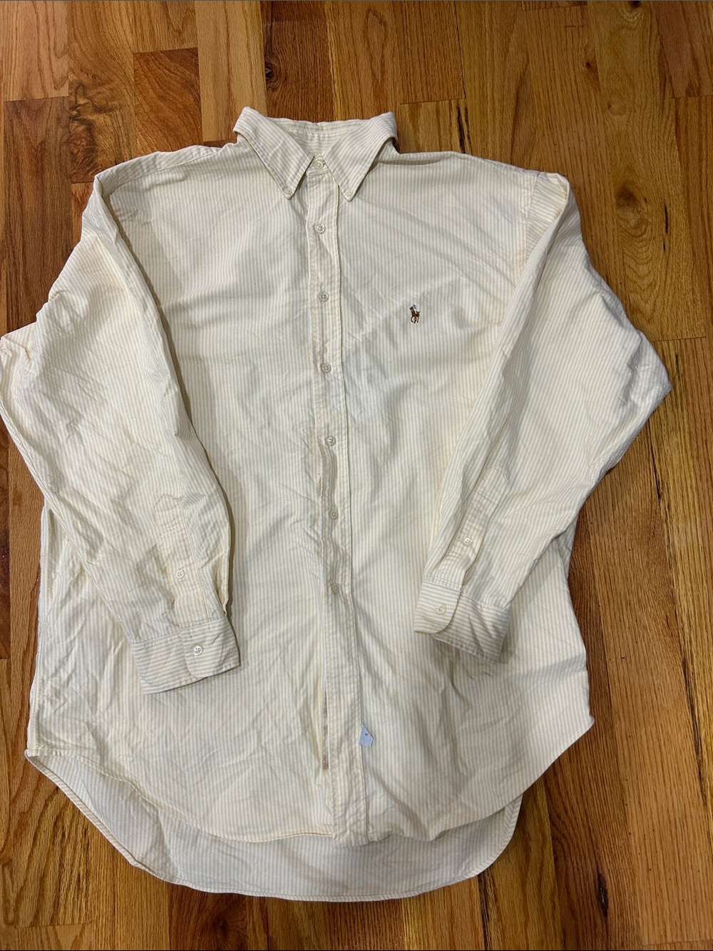 Ralph Lauren Cream and Light Tan Pinstripe Button-Down Shirt